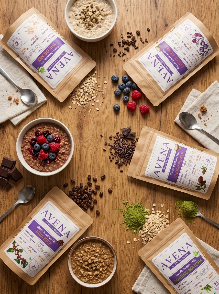 Five Avena overnight oats flavours ready to build a custom ten-pouch box